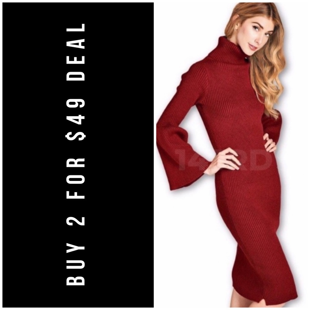 ❄️WINE SWEATER DRESS